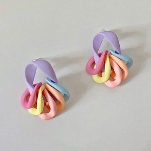 Colorful chain earrings Y2k retro pink purple yellow fun unique streetwear style